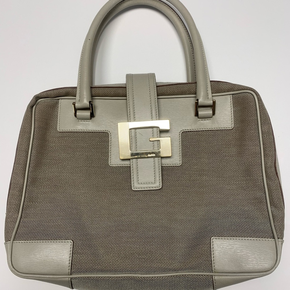 Gucci Taupe and Cream Structured Satchel.